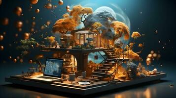 Skill Up Anywhere. Online Learning and Training Platforms in 3D. AI Generated photo
