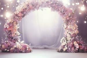 AI Generated Wedding Arch with Flowers photo