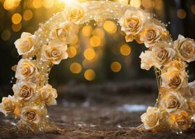 AI Generated Golden Flower Arch with Copy Space photo