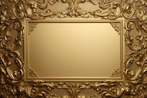 AI Generated Golden Frame Design with copy space photo