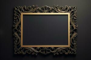 AI Generated luxury decorative background in black and gold photo