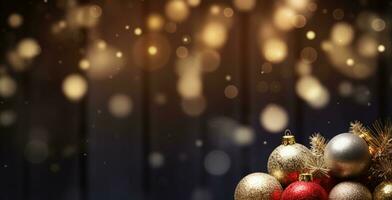 AI Generated Christmas Background with Baubles and copy space photo