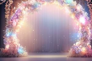 AI Generated Wedding Arch with Flowers photo