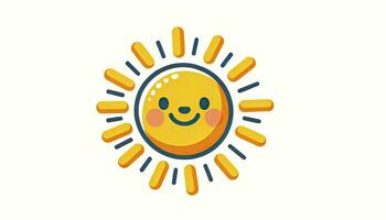 Clipart of a cheerful sun with a smiling face and radiating sunrays. The sun's colors transition from bright yellow to warm orange, making it perfect for various themed projects. AI Generated photo