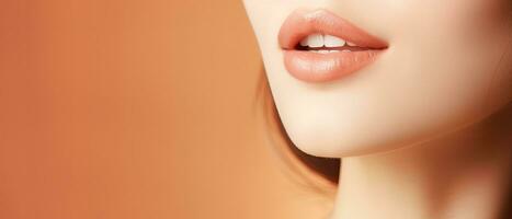 Close-up of female lips, AI generated photo