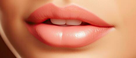 Close-up of female lips, AI generated photo