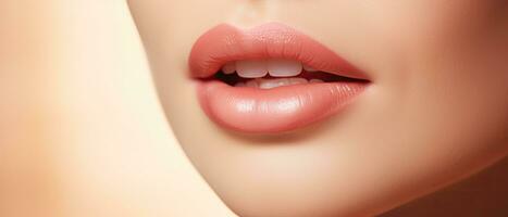 Close-up of female lips, AI generated photo