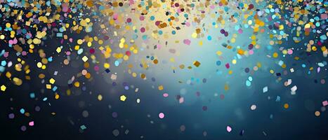 Confetti trickles down from above, abstract background, colourful celebration design, AI generated photo