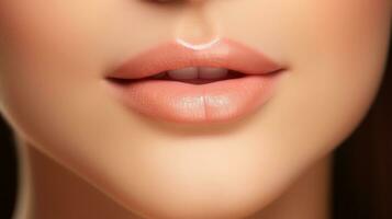 Close-up of female lips, AI generated photo