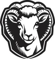 Unique Ovine Insignia Dark Majesty Sculpted Sheep Logo Elegance in Black vector
