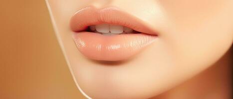 Close-up of female lips, AI generated photo