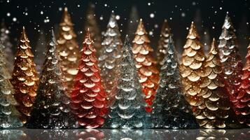 christmas tree xmas holiday decoration with glitter bokeh background, generative ai photo