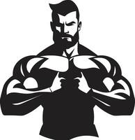 Defined Physique Black Vector Tribute to Flexing Triumph Strength Unleashed Monochrome Vector of Muscular Prowess