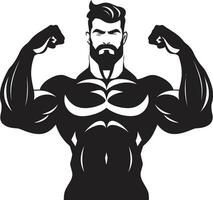 Sculpted Success Black Vector Tribute to Bodybuilding Excellence Champions Display Monochromatic Vector of Flexing Achievement