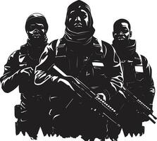 Resolute Soldiers Black Vector Depiction of Silent Resolve Invisible Heroes Monochromatic Vector Tribute to Unseen Protectors