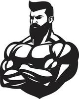 Sculpted Success Monochrome Vector of Muscular Triumph Champions Display Black Vector Showcase of Bodybuilding Dominance