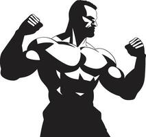 Champions Display Monochrome Tribute to Muscular Form in Vector Flexing Glory Black Vector Art of Muscular Dominance