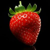 Perfect red ripe strawberry with leaf isolate, AI Generative photo