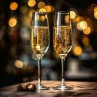 two glass with champagne, AI Generative photo