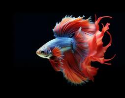 Betta fish, Colorful fighting Siamese fish with beautiful tail. AI Generative photo