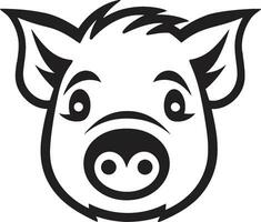 Shadowed Piggy Symbol Artistic Pig Badge vector