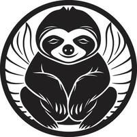 Graphic Sloth Symbol Leisurely Languor Artistic Zen Insignia Midnight Monochrome vector