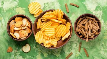 Set of potato chips photo