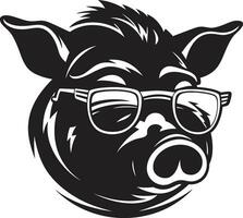 artístico cerdo logo concepto negro piña elegancia vector