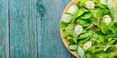 Salad with mix salad leaves photo