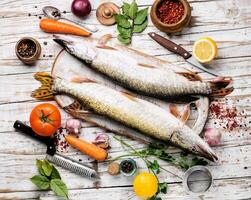 Fresh fish with spices photo