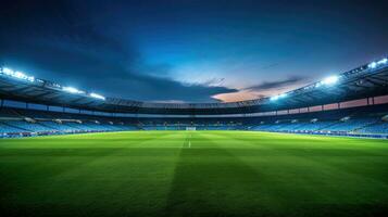 Artificial turf in the soccer stadium. Generative Ai photo