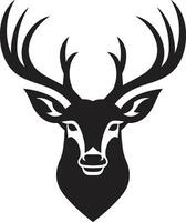 Sculpted Wilderness Black Vector Deers Intricate Design Elegance in the Wild Deer Emblem in Monochrome