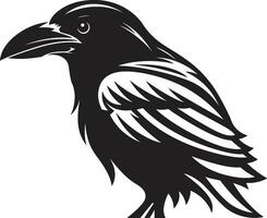 Premium Raven Silhouette Insignia Intricate Bird Badge Design vector