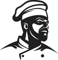 Serving with Style Monochrome Culinary Illustration Epicurean Expression Chef Vector in Black