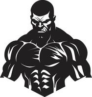 Strength in Black Silhouette Vector Fitness Muscle Monochrome Majesty Bodybuilder Vector Art