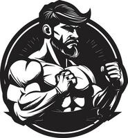 Champions Display Monochrome Vector of Flexing Achievement Flexing Glory Black Vector Depiction of Muscular Triumph