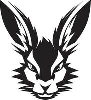 Premium Rabbit Monochrome Badge Graceful Rabbit Silhouette Icon vector