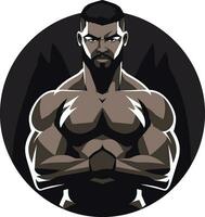 Champions Display Black Vector of Flexing Physique Bulging Biceps Monochromatic Vector Tribute to Muscle