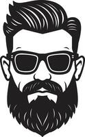 Vintage Hip Black Vector Showcasing Retro Revival Artistic Style Monochromatic Vector Portrait of the Hipster