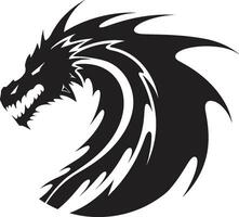 Mystical Guardian Black Vector Depiction of the Monochrome Dragon Inferno Unleashed Monochromatic Vector with Power of the Fiery Dragon