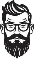 Trendy Beard Black Vector Portrait of Hipster Charisma Beard Enthusiast Monochromatic Vector Tribute to Artisanal Vibes