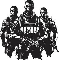 oscurecido vigilia negro vector retrato de valiente guardianes militante oscuridad monocromo vector Arte celebrando ejércitos reloj