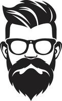 Coffee Shop Confidant Black Vector Portrait of Urban Cool Vintage Hues Monochrome Vector of Bearded Rebel