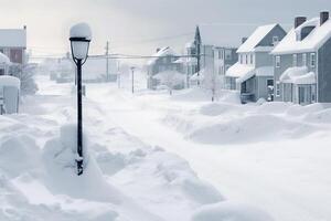 Beautiful winter landscape with snow covered houses in Reykjavik, Iceland Ai Generated photo