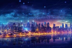 Smart city with wireless communication network and internet of things IOT photo