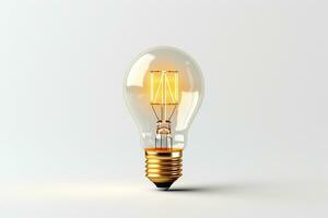 Glowing light bulb on a white background. 3D illustration. Ai Generated photo