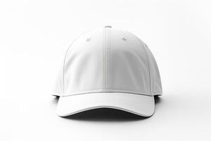 blanco béisbol gorra aislado en un blanco antecedentes. 3d representación. ai generado foto