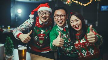 ai generative Business people in christmas office social gathering, meeting, party photo