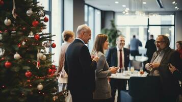 ai generative Business people in christmas office social gathering, meeting, party photo