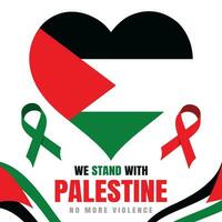 Vector we stand with Palestine heart flag background